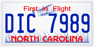 NC license plate DIC7989