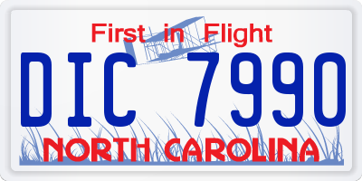 NC license plate DIC7990