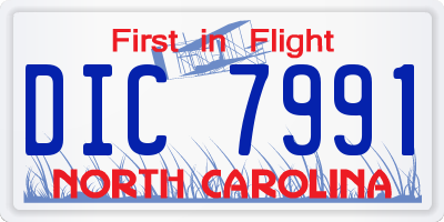NC license plate DIC7991