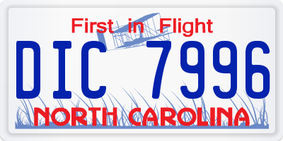 NC license plate DIC7996