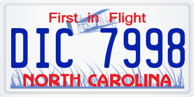 NC license plate DIC7998