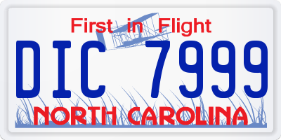 NC license plate DIC7999
