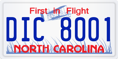 NC license plate DIC8001