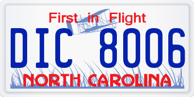 NC license plate DIC8006