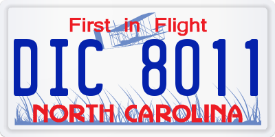 NC license plate DIC8011