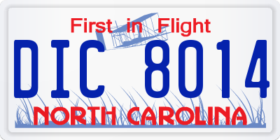 NC license plate DIC8014