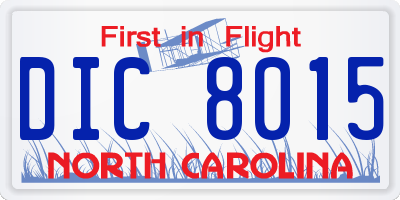 NC license plate DIC8015