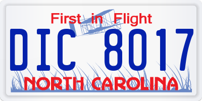 NC license plate DIC8017
