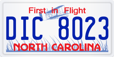 NC license plate DIC8023
