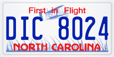 NC license plate DIC8024
