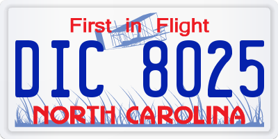 NC license plate DIC8025