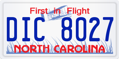 NC license plate DIC8027