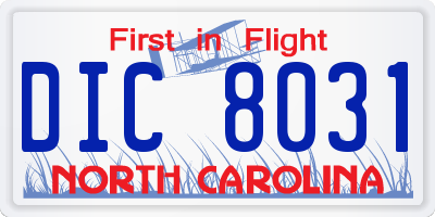 NC license plate DIC8031
