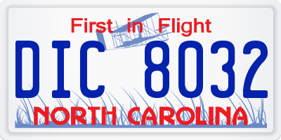 NC license plate DIC8032