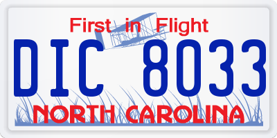NC license plate DIC8033
