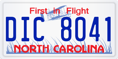 NC license plate DIC8041