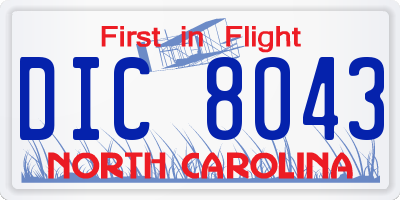 NC license plate DIC8043