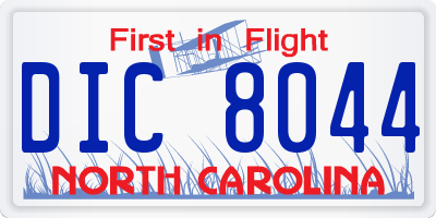 NC license plate DIC8044