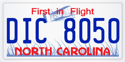 NC license plate DIC8050