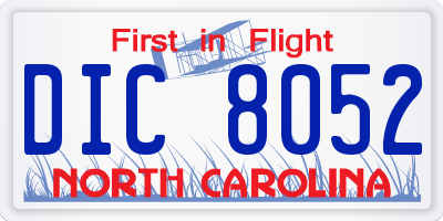 NC license plate DIC8052