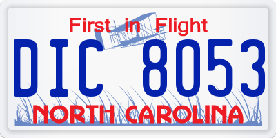 NC license plate DIC8053
