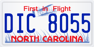 NC license plate DIC8055