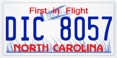 NC license plate DIC8057