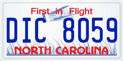 NC license plate DIC8059