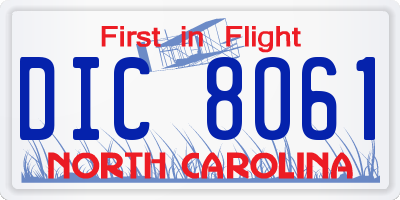 NC license plate DIC8061