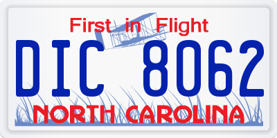 NC license plate DIC8062