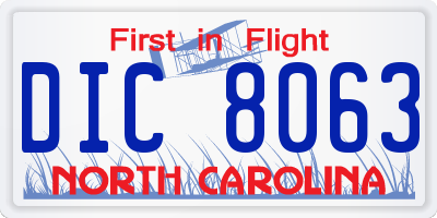 NC license plate DIC8063