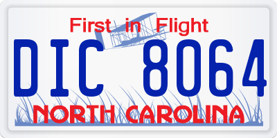 NC license plate DIC8064