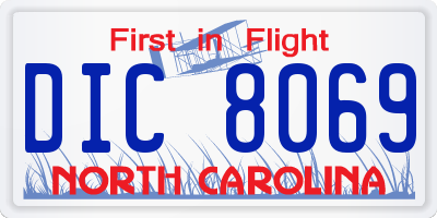 NC license plate DIC8069
