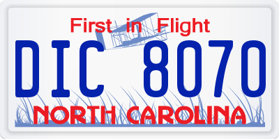 NC license plate DIC8070