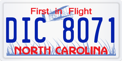 NC license plate DIC8071