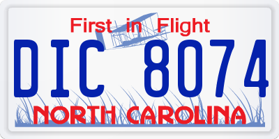 NC license plate DIC8074