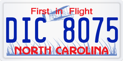 NC license plate DIC8075