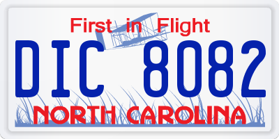 NC license plate DIC8082