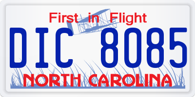NC license plate DIC8085