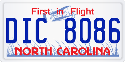 NC license plate DIC8086