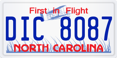 NC license plate DIC8087