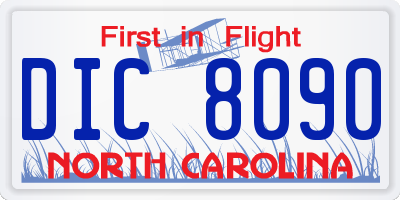 NC license plate DIC8090