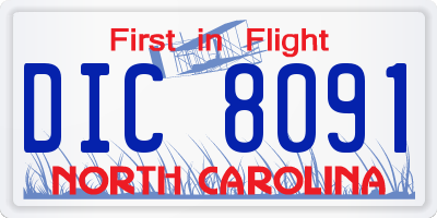 NC license plate DIC8091