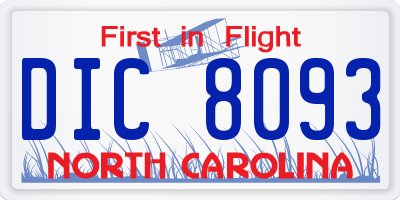 NC license plate DIC8093