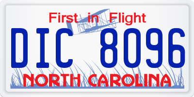 NC license plate DIC8096