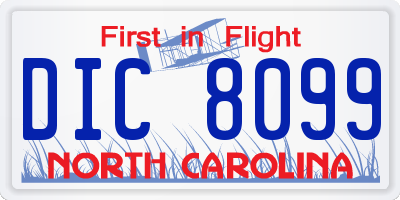 NC license plate DIC8099
