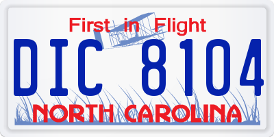 NC license plate DIC8104
