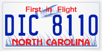 NC license plate DIC8110