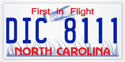 NC license plate DIC8111