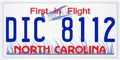 NC license plate DIC8112